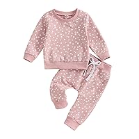 Fall Winter Clothes Toddler Baby Girl Floral Long Sleeve Crewneck Sweatshirt Tops Long Pants 2Pcs Outfits Set