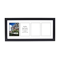 CreativePF- 4 Opening Glass Face Black Picture Frame to Hold 5 by 7 inch Photographs Including 10x24-inch White Mat Collage