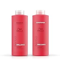 Invigo Brilliance Shampoo + Conditioner Set, for Fine Normal Colored Hair, Color Protecting & Color Vibrancy, Liter Sizes