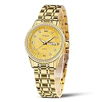 OLEVS Womens Watches Small Face Ladies Watches for Women with Day Date Diamond Silver Gold Two Tone Stainless Steel Waterproof Analog Reloj para Mujer Classic Fashion Dress Quartz Womens Wrist Watch