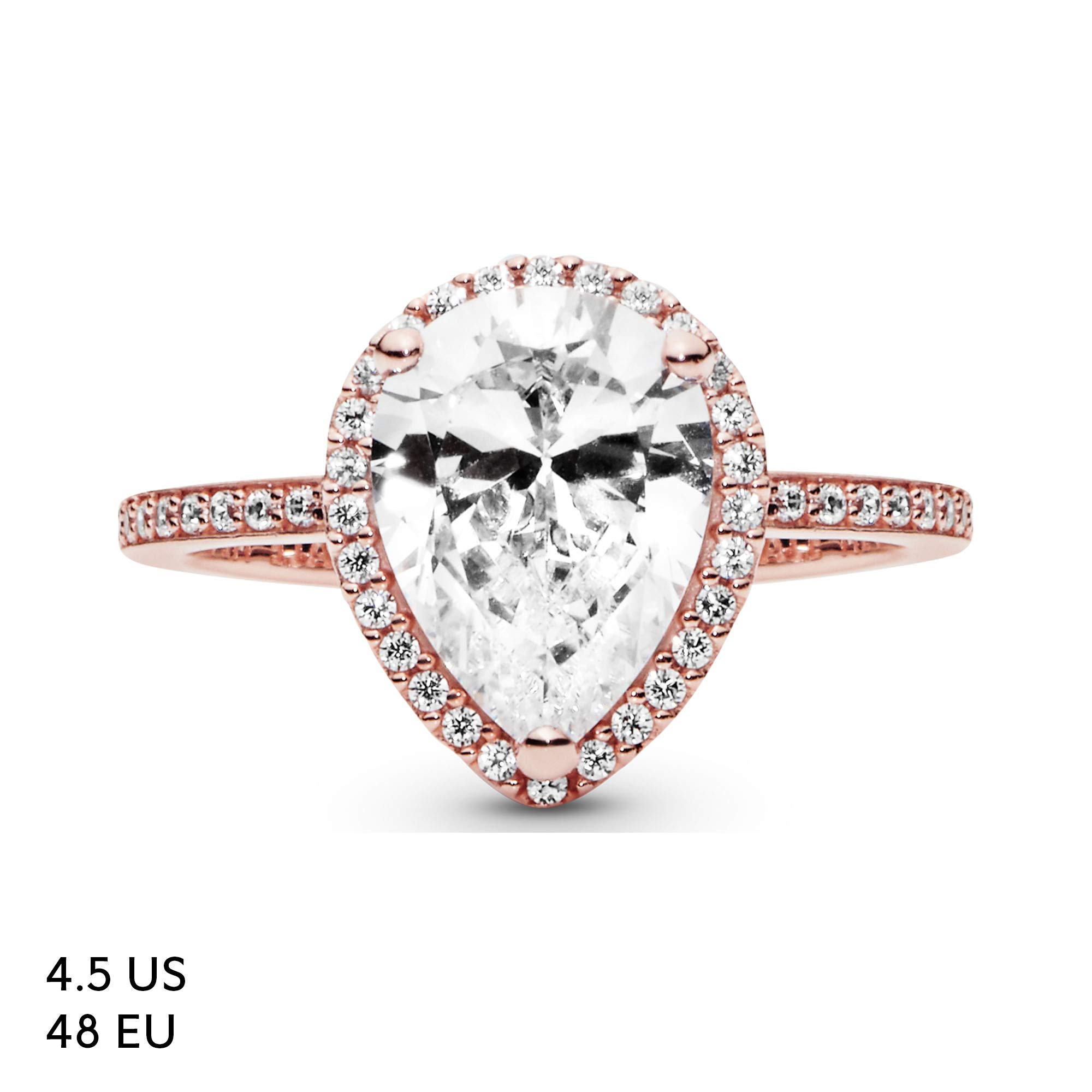 PANDORA Jewelry Sparkling Teardrop Halo Cubic Zirconia Ring in Rose