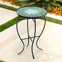 Bella Modern Black Metal Round Outdoor Accent Side Table 14