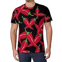 Chili Pepper Cross Men's T Shirts Full Print Tees Crew Neck Short Sleeve Tops