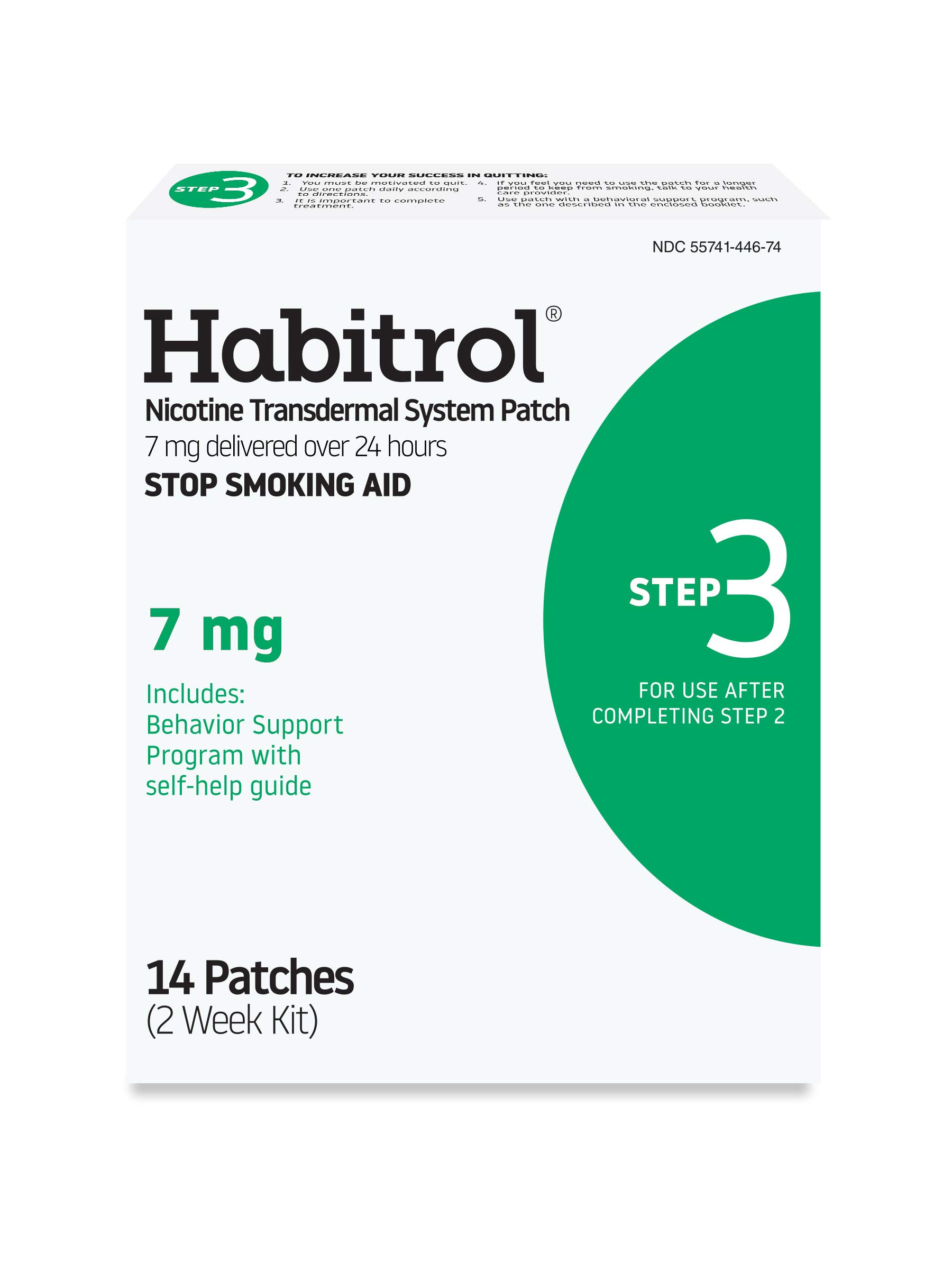 Habitrol Nicotine Transdermal System Patch | Stop Smoking Aid | Step 3 (7 mg) | 14 Patches | (2 Week Kit) | Packaging May Vary