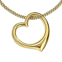 CLEVER SCHMUCK Golden Women's Heart Necklace Pendant Swinging Heart 16 mm Plastic on Both Sides 333 Gold 8 Carat with Gold-Plated Curb Chain 45 cm in Jewellery Case, Pendant 333 gold/yellow gold 8