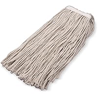 SPARTA Flo-Pac Cotton Mop Head, Cut-End, Narrow Band with White Band for Organized Cleaning, 32 Inches, Tan