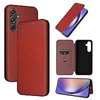 ZORSOME for Samsung Galaxy A55 5G Flip Case,Carbon Fiber PU + TPU Hybrid Case Shockproof Wallet Case Cover with Strap,Kickstand,Stand Wallet Case for Samsung Galaxy A55 5G,Brown