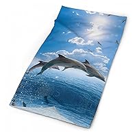 Sea Dolphins and Whales Unisex Neck Gaiter Face Cover Scarf Seamless Bandanas Face Mask for Cycling Hiking