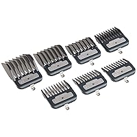 Andis Master Series Premium Hair Clipper Attachment Comb Set, Clipper Guards Cutting Guides with Metal Clip, Black, 7 Count