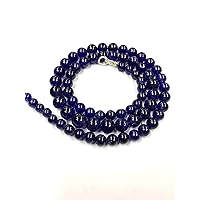 22 inch Long Round Shape Smooth Cut Natural Blue Sapphire 6-10 mm Beads Necklace with 925 Sterling Silver Clasp for Women, Girls Unisex