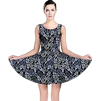 CowCow Womens Skater Dress with Pockets Knee Length Hibiscus Floral Summer Print Swing V-Neck Dress, XS-5XL