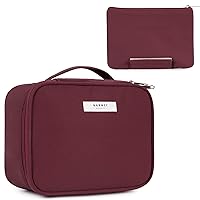 Narwey Travel Makeup Bag Large Cosmetic Bag Make up Case Organizer for Women (Wine Red)