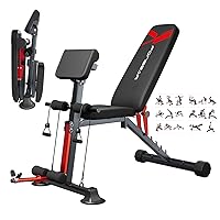 Adjustable Weight Bench, 800LBS Foldable Workout Bench Press for Full Body Strength Training, Multi-Functional Weight Bench, Roman Chair, Incline Decline Bench, Fast Folding