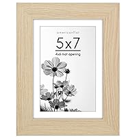 Americanflat 5x7 Picture Frame in Natural Oak - Use as 4x6 Picture Frame with Mat or 5x7 Frame Without Mat - Wide Frame, Shatter Resistant Glass, Built-in Easel, Hanging Hardware for Wall and Tabletop