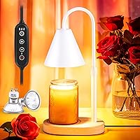 Candle Warmer Lamp with Timer/Dimmer/Adjustable Height, Wood Base Electric Top Down Melting Wax Melt Warmer for Jar Candles, Home Bedroom Decor House Warming Gift Mothers Day Gifts for Mom