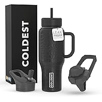 Coldest Tumbler with Handle and Straw Lid | 3 Lids Insulated Reusable Stainless Steel Water Bottle Travel Mug | Gifts for Women Him Her | Limitless Collection (36 oz, Black Croc)