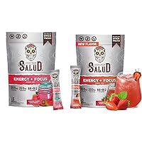 Salud 2-Pack |2-in-1 Energy + Focus (Guava) & Energy + Focus (Strawberry Margarita) – 15 Servings Each, Agua Fresca Drink Mix, Non-GMO, Gluten Free, Vegan, Low Calorie, 1g of Sugar