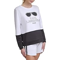 Karl Lagerfeld Paris Women's Long Sleeve Graphic Crewneck Sweatshirt