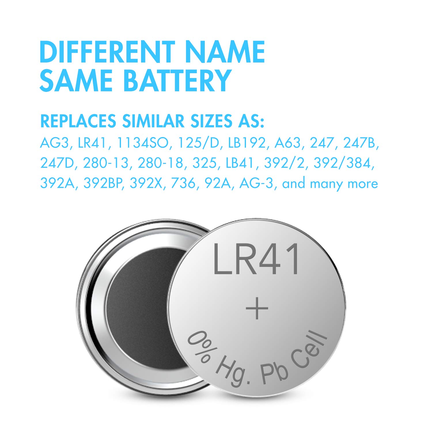 Tenergy 1.5 Volt Battery Button Cell LR41, ag3 Batteries Equivalent, Ideal for thermometers, Watches, Laser Pointers, Small Toys, Portable Electronics, and More - 40 Pack