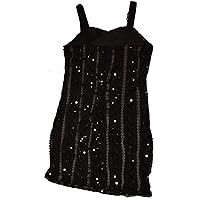 Short Strap Black Dress Size 16 with Sequins Designs
