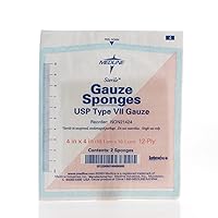 Medline Woven Gauze Sponges, Sterile, 12-Ply, 4 x 4 Inches, Box of 50