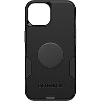 Bundle: OtterBox iPhone 15, iPhone 14, and iPhone 13 Commuter Series Case - (BLACK) + PopSockets PopGrip - (BLACK), slim & tough, pocket-friendly, with port protection, PopGrip included
