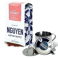 Nguyen Coffee Supply - Loyalty Signature Coffee and 12oz Phin Filter Gift Set for Coffee Lovers: Medium Roast Ground Coffee, Vietnamese Grown and Direct Trade, Organic [12 oz Bag + 12 oz Phin Filter]