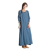 Women's Linen Cotton Long Soft Clothing Large Plus Dress 14
