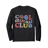Retro Groovy Cool Grandmas Club Face Smile Proud Grandma Long Sleeve T-Shirt