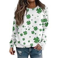 Plus Size 3/4 Sleeve Camping Blouses Women Floofy St Patrick's Day Frill Cosy Tee Shirts Women's Comfy Crewneck