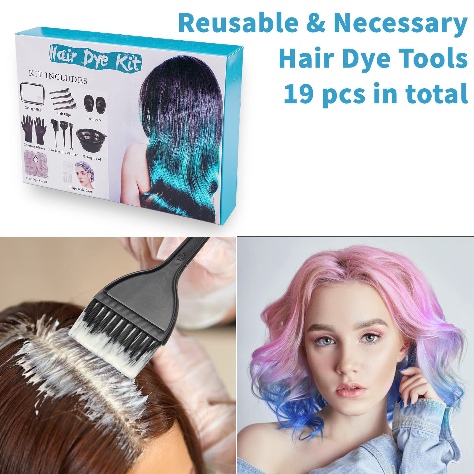 Xarchy Professional Salon Hair Dye Kit 19 Pieces Hair Coloring Kit, Hair Dye Brush Hair Tinting Bowl, Necessary Hair Coloring Tools for Salon Hairdressing & DIY at Home