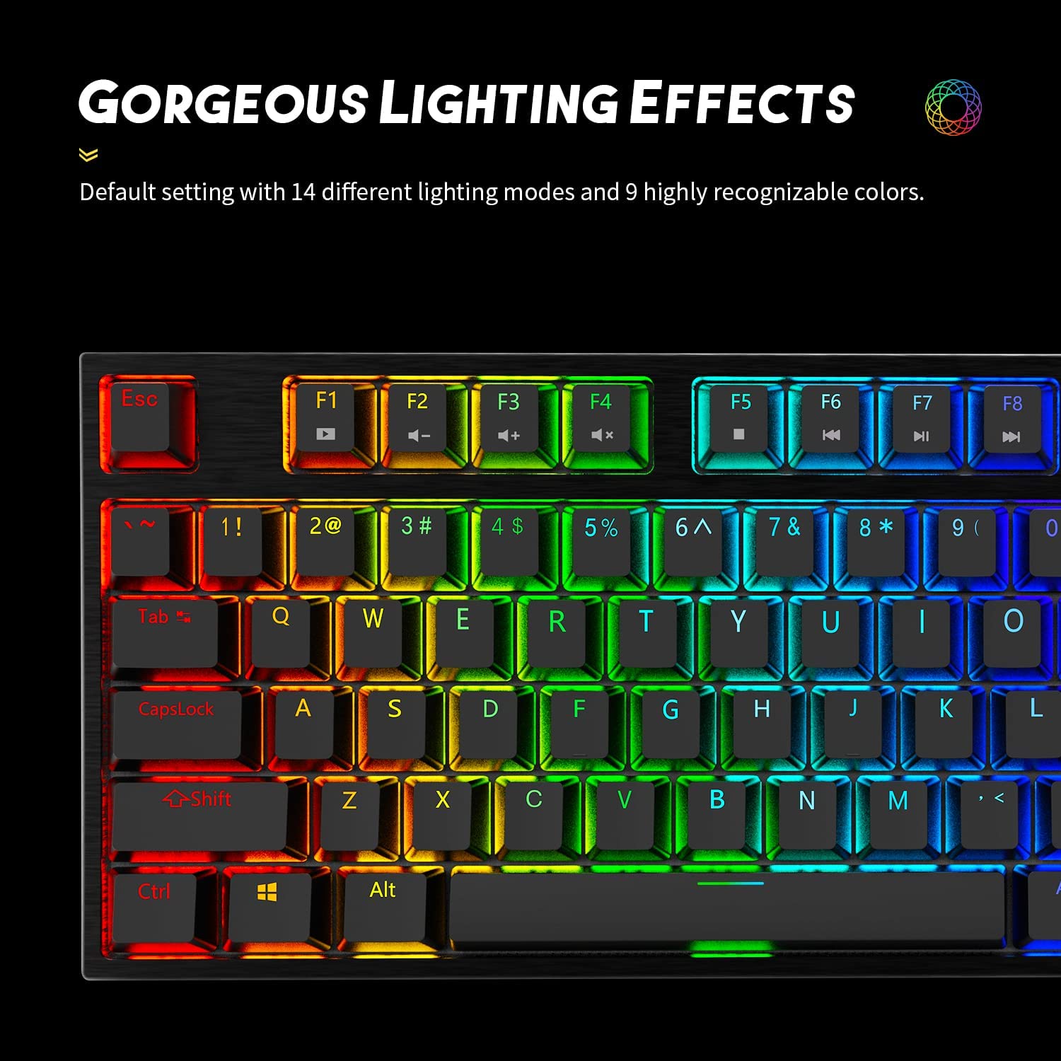 PC Gaming Keyboards RGB Backlit Mechanical Keyboard ABS keycap Programmable Macro Detachable USB Wired Keyboard for Windows PC（104 Keys Blue Switch