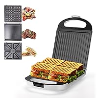 Sandwich Maker 3 in 1, Taylor Swoden 4 Slice Waffle Maker 1200W Panini Press Grill with Non-stick Plates, Double-Sided Heating, Indicator Lights, Cool Touch Handle, Easy to Use & Clean, White