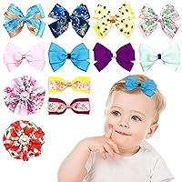 12 PCS Baby Girls Headbands Bows Nylon Hairbands Bows Flower Pearls for Newborn Infant Toddlers Kids Handmade Elastic Accessories 4.5 Inches