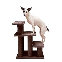 Furhaven Steady Paws Multi-Step Pet Stairs for High Beds & Sofas - Brown, 3-Step