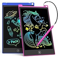 TECJOE 2 Pack LCD Writing Tablet, 8.5 Inch Colorful Doodle Board Drawing Tablet for Kids, Kids Travel Games Activity Learning Toys Birthday Gifts for 3 4 5 6 Year Old Boys and Girls Toddlers