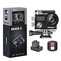 AKASO Brave 4 4K30fps 20MP WiFi Action Camera Ultra Hd with EIS 131ft Waterproof Camera Remote Control 5xZoom Underwater Camcorder with 2 Batteries and Helmet Accessories Kit