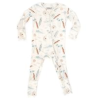 Organic Baby Bamboo Rompers with 11 Signature Prints - Infant Zipper Jumpsuits (Surf, 18-24 Months)