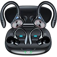 Wireless Sports Earbuds, Unmatched 80 Hour Battery Life, Over The Ear Fit with Flexible EarHooks, Next Gen Bluetooth Earbuds with Microphone, The Ultimate in-Ear Headphones for Athletes