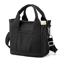 Canvas Tote Bag for Women Small Tote Bag with Zipper Canvas Crossbody Bag Shoulder Bag Satchel Handbag with Compartments