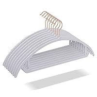 Hangers 50pack No Shoulder Bump Plastic Suit Hangers - Rose Gold Hooks,Non Slip Space Saving Clothes Hangers, Heavyduty,Rounded Hangers for Sweaters,Coat,Jackets,Pants,Shirts,Dresses Grey Hangers