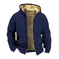 Mens Winter Coats With Hood Fleece Lined Full Zip Coat Windbreaker Fashion Graphic Sport Jacket