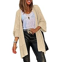 Sidefeel Womens Lightweight Open Front Knit Cardigan with Pockets