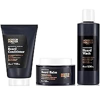 Scotch Porter Beard Leave-in Conditioner, Beard Balm and Beard Wash| Formulated with Non-Toxic Ingredients, Free of Parabens, Sulfates & Silicones | Vegan |Leave-in 4oz, Balm 3oz, Wash 8oz