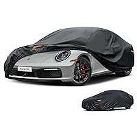 Kayme Coupe Car Cover Waterproof All Weather for Automobiles, Outdoor Full Cover Rain Sun UV Protection, Universal Fit for Porsche 911 Carrera S 4S GTS, Chevy Corvette C4 C5 C6 C7 C8 (178-185 inch)