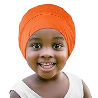 Fittia Toddler Silk Satin Bonnet, Silk Sleep Cap for Kid Childs, Adjustable Beanie for Boys&Girls Curly Hair Sleeping Orange