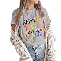 100 Days of School Shirt,T Shirts Women Graphic Short Sleeve Summer Tops Loose Casual Teacher Tees Teacher Gift Top