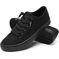 Women Canvas Sneaker Slip On Non Slip Casual Shoes Lace Up Canvas Low Top White Shoes Loafers for Women Fashion Black Sneaker
