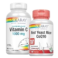 Red Yeast Rice Plus CoQ-10 & Vitamin C w/Rose Hips & Acerola Two-Stage 1000mg Bundle | 100 & 250 VegCaps