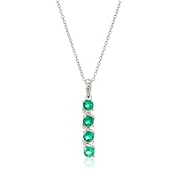 Amazon Collection Womens Sterling Silver Created Gemstones Four Stone Pendant Necklace